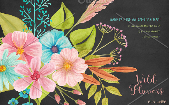 Wild Flowers Meadow Set in Illustrations - product preview 3