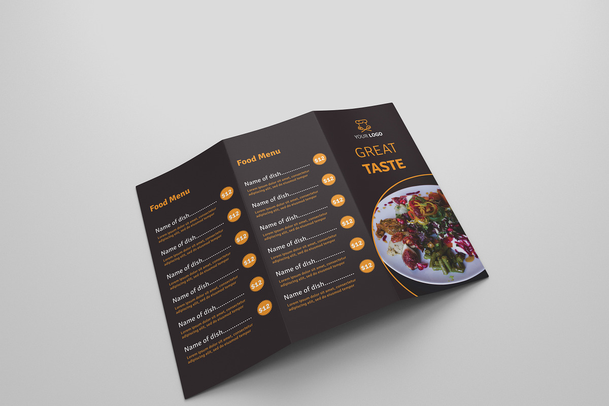 Food Menu Tri-fold Brochures in Brochure Templates - product preview 8