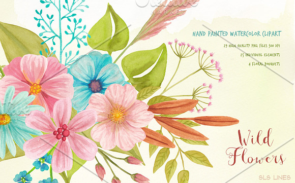 Wild Flowers Meadow Set in Illustrations - product preview 4