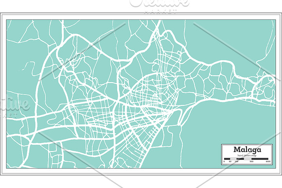 Malaga Spain City Map in Retro Style in Illustrations - product preview 7