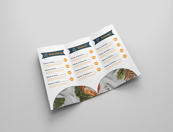 Food Menu Tri-fold Brochures in Brochure Templates - product preview 1