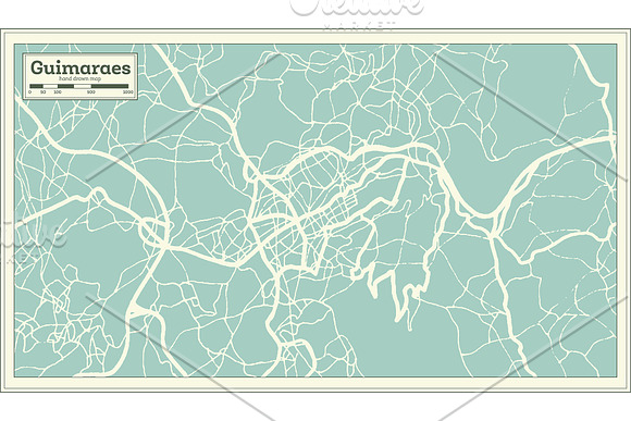 Guimaraes Portugal City Map in Retro in Illustrations - product preview 7