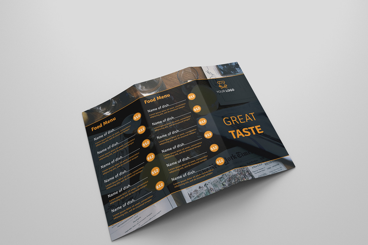 Food Menu Tri-fold Brochures in Brochure Templates - product preview 8