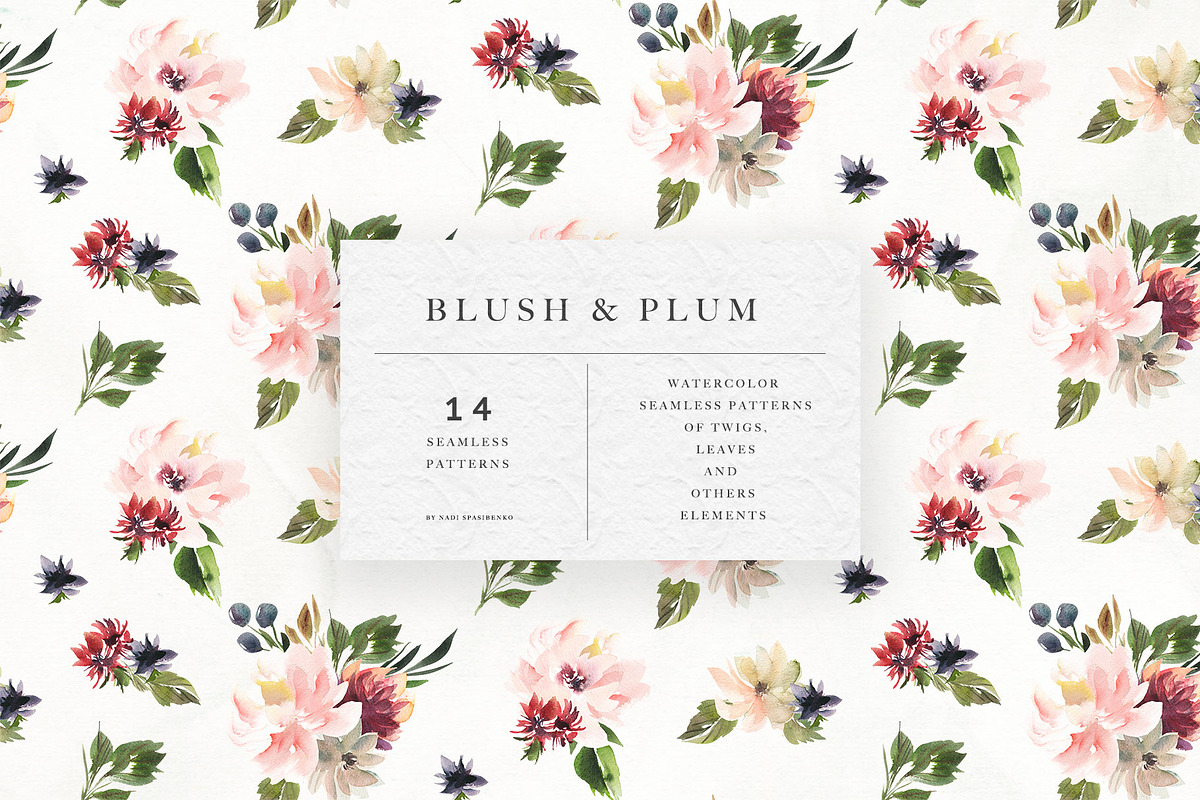Blush & Plum Floral Patterns in Patterns - product preview 8