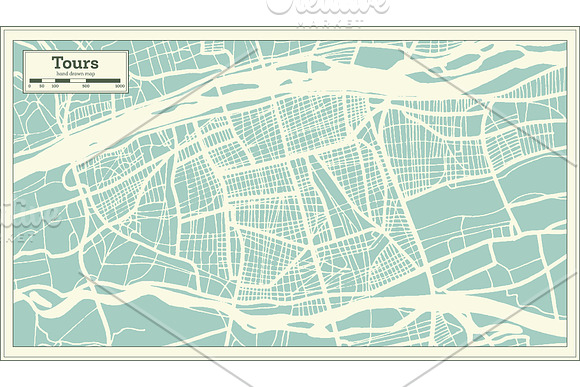 Tours France City Map in Retro Style in Illustrations - product preview 7