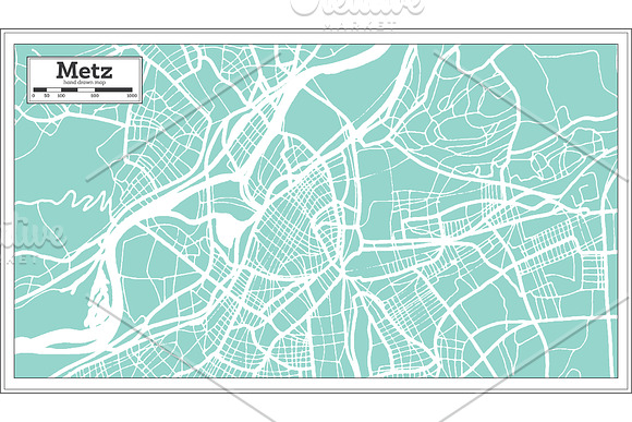 Metz France City Map in Retro Style. in Illustrations - product preview 7