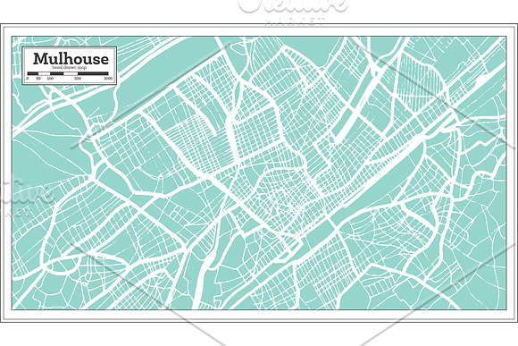 Mulhouse France City Map in Retro in Illustrations - product preview 7