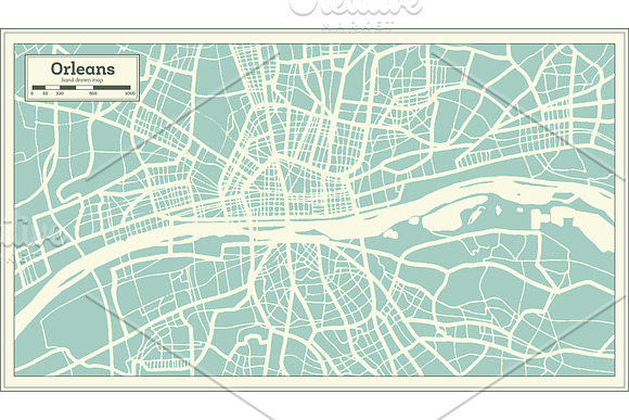 Orleans France City Map in Retro in Illustrations - product preview 7