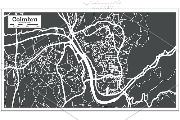 Coimbra Portugal City Map in Retro in Illustrations - product preview 7