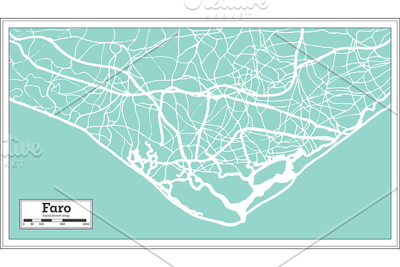 Faro Portugal City Map in Retro in Illustrations - product preview 7