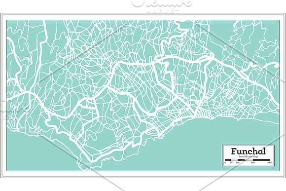 Funchal Portugal City Map in Retro in Illustrations - product preview 7