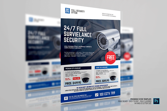 CCTV Surveillance Camera Shop Flyer in Flyer Templates - product preview 3