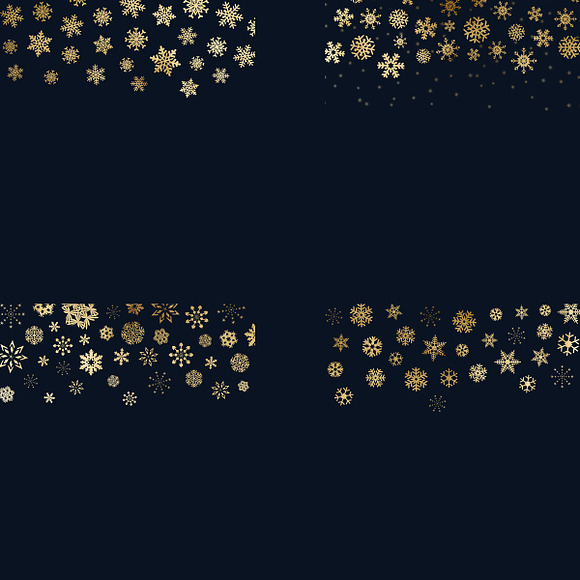 Gold Snowflake Borders in Graphics - product preview 2