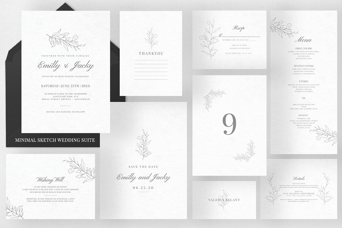Minimal Sketch Wedding Suite in Wedding Templates - product preview 8