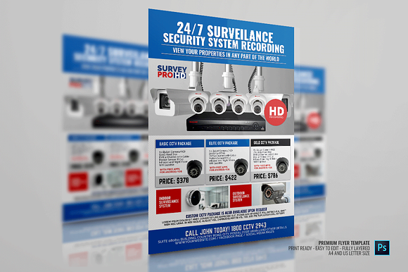 Security Camera CCTV Shop Flyer in Flyer Templates - product preview 3