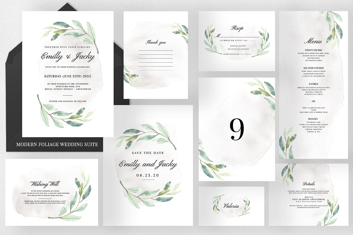 Modern Foliage Wedding Suite in Wedding Templates - product preview 8