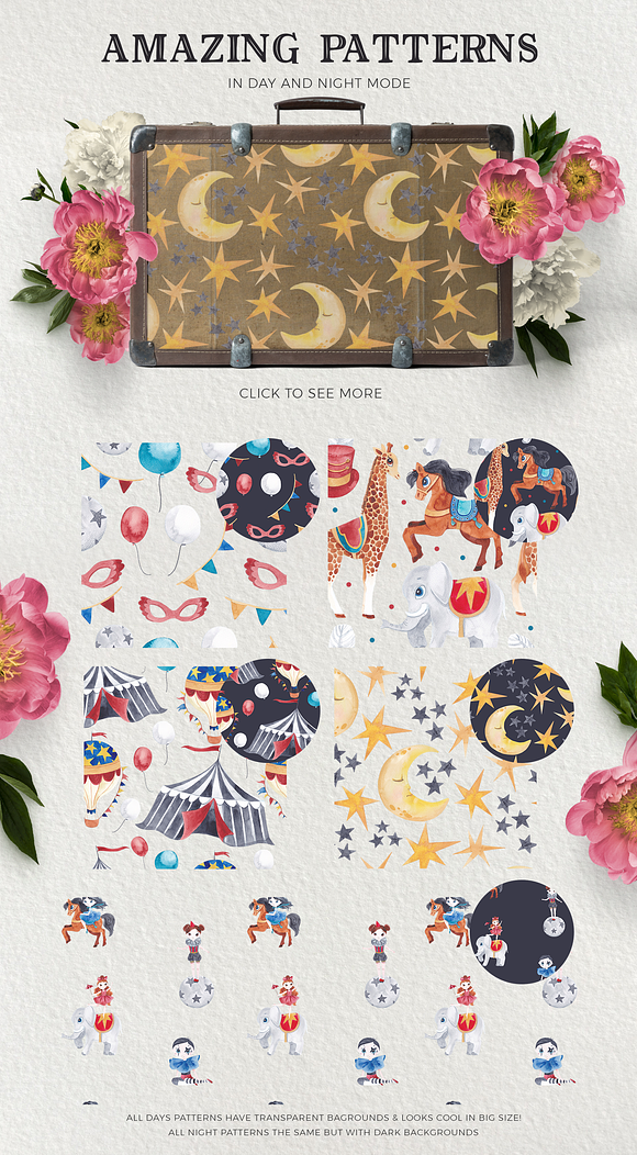 The Magic Circus vintage design set in Illustrations - product preview 4