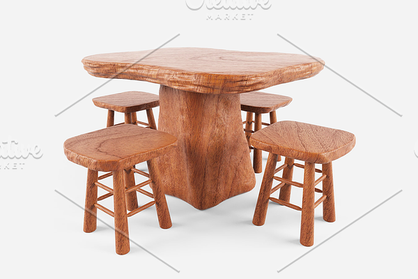 Rustic Wood Table and Chairs