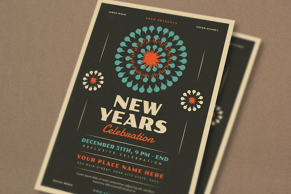 Retro New Year's Event Flyer in Flyer Templates - product preview 2
