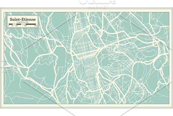 Saint-Etienne France City Map in Illustrations - product preview 7