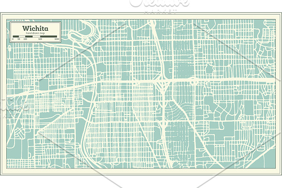 Wichita Kansas USA City Map in Retro in Illustrations - product preview 7