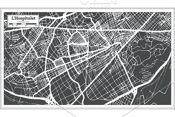 L'Hospitalet Spain City Map in Retro in Illustrations - product preview 7