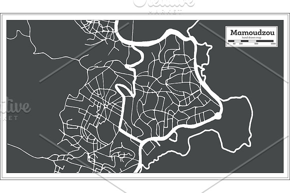 Mamoudzou Mayotte City Map in Retro in Illustrations - product preview 7