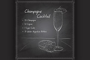 Champagne cocktail on black board