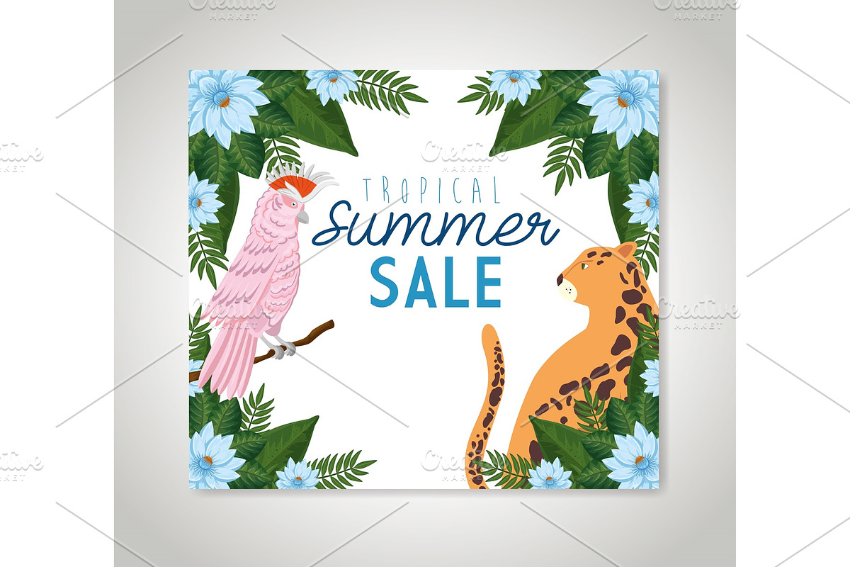 tropical summer sale with frame of in Objects - product preview 8