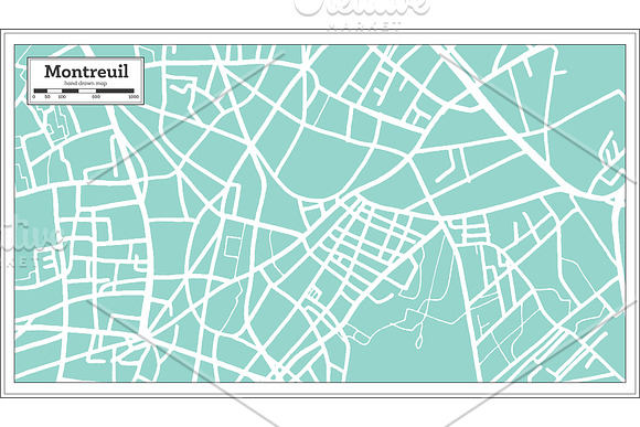 Montreuil France City Map in Retro in Illustrations - product preview 7
