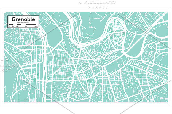 Grenoble France City Map in Retro in Illustrations - product preview 7