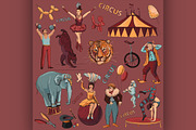 Circus. Collection of hand drawn
