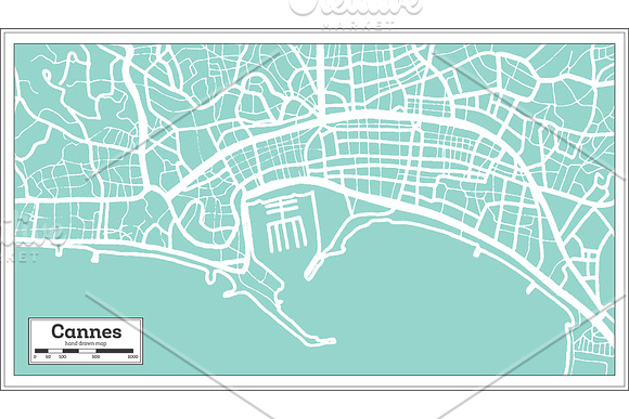 Cannes France City Map in Retro in Illustrations - product preview 7