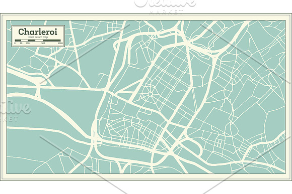 Charleroi City Map in Retro Style. in Illustrations - product preview 7