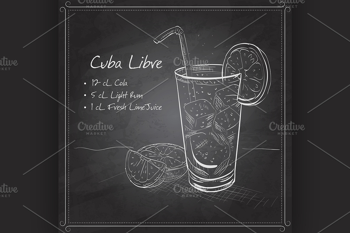 Cuba Libre on black board in Illustrations - product preview 8