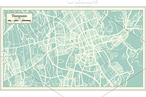 Taoyuan Taiwan City Map in Retro in Illustrations - product preview 7