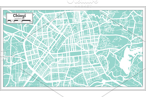 Chiayi Taiwan City Map in Retro in Illustrations - product preview 7