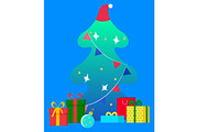 Christmas Fir Tree and Gift, Present