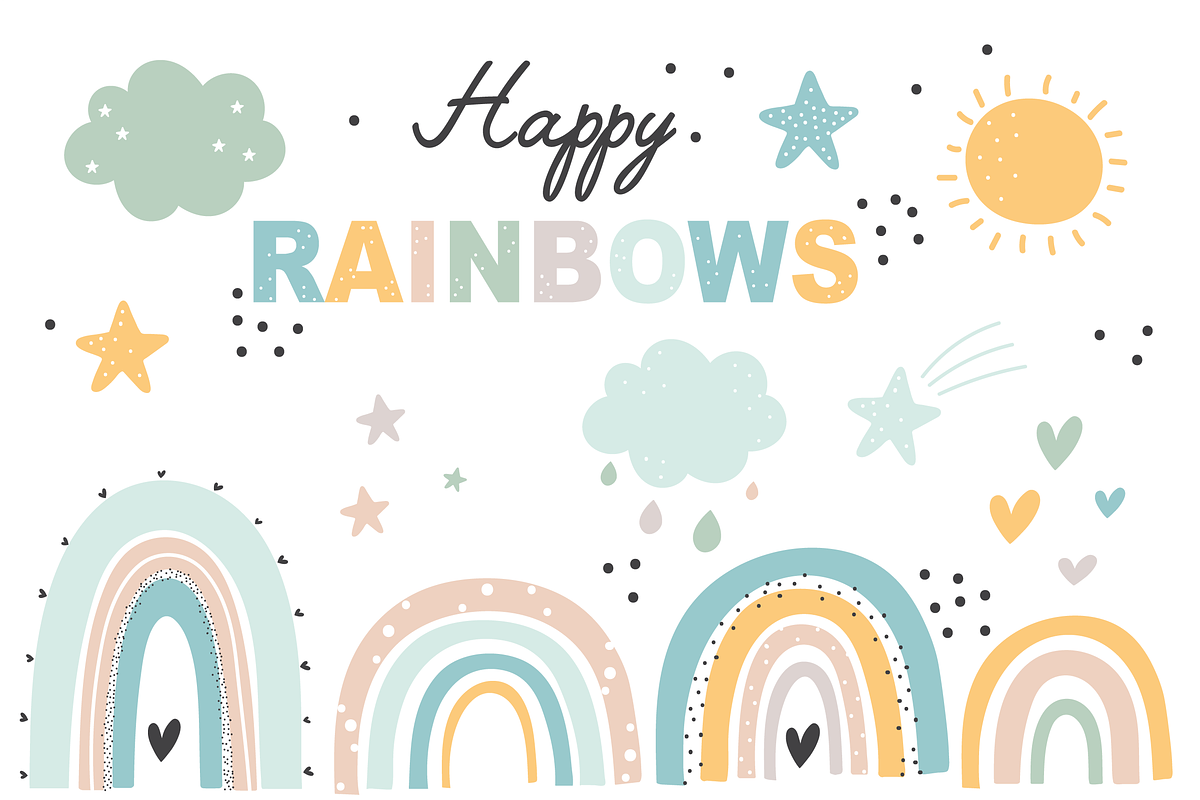Happy Rainbows set in Illustrations - product preview 8