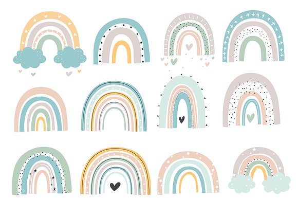 Happy Rainbows set in Illustrations - product preview 1