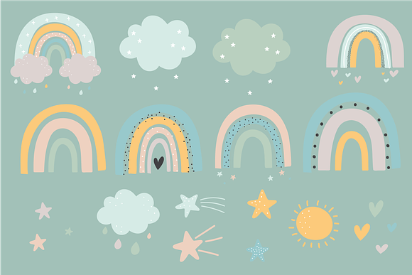 Happy Rainbows set in Illustrations - product preview 2