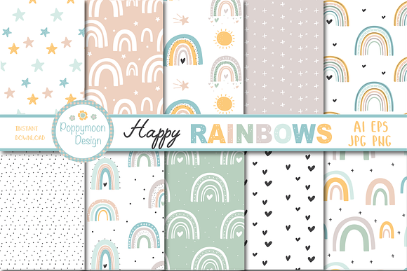 Happy Rainbows set in Illustrations - product preview 4