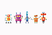 Set of cute vector robot characters
