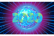 2020 New year Blue disco ball
