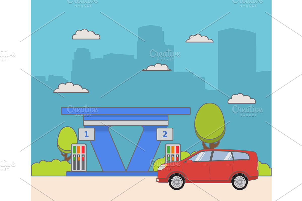 City gas station car crossover. in Objects - product preview 8
