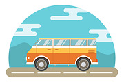 Tour bus,van for travel road trip.