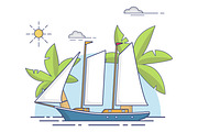 Summer trip sailing yacht palm tree.