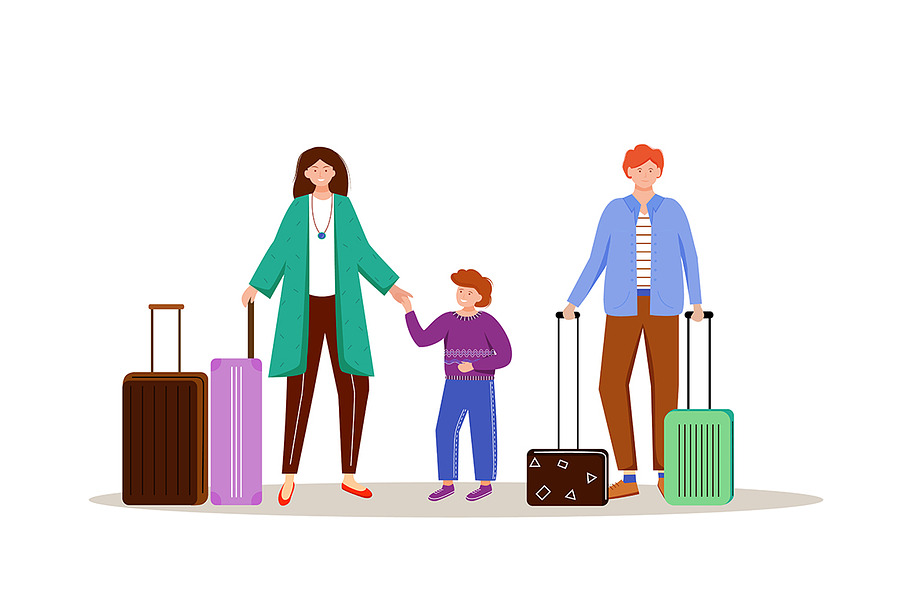 Family with luggage illustration in Illustrations - product preview 8