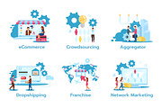 Business model illustrations set