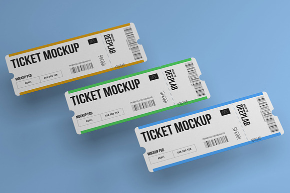 Tickets Mockup Set - 17 styles in Print Mockups - product preview 3